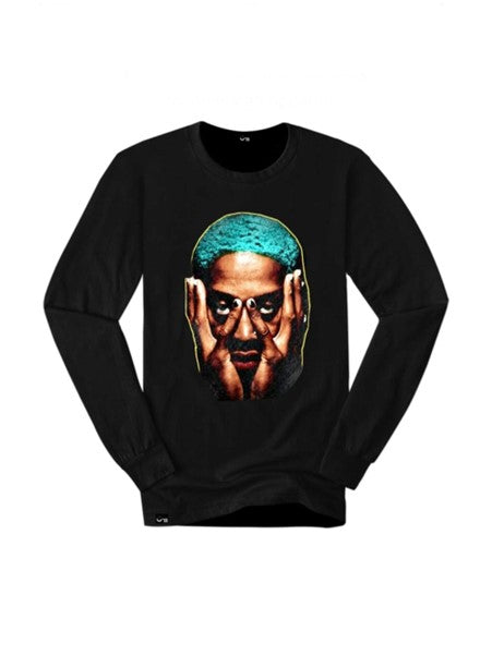 RODMAN LONG SLEEVE T-SHIRT (BLUE AND BLACK)