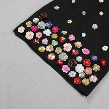 Load image into Gallery viewer, BLACK FLORAL MINI HALTER DRESS